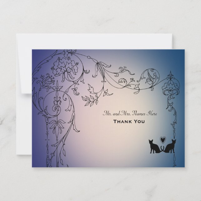 Garden Cats Thank You Personalized with envelopes Card (Front)