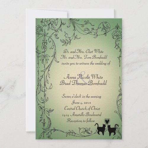 Garden Cats Wedding Invitation