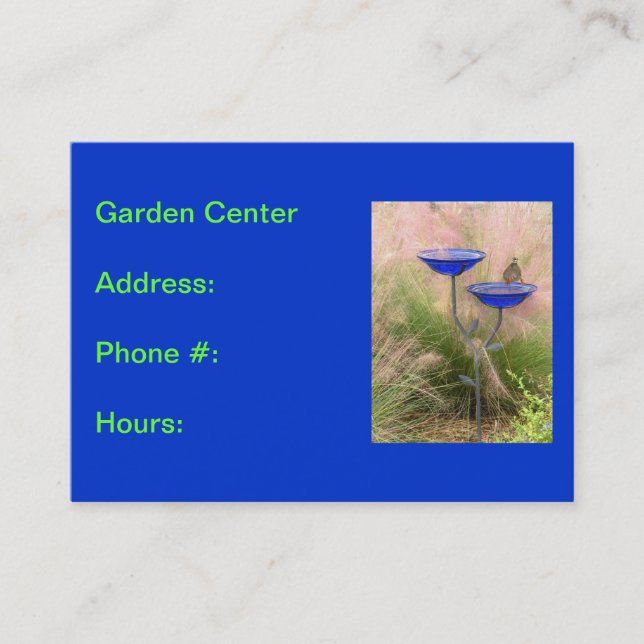 Garden Center Business Card, Royal Blue with Bird Card (Front)