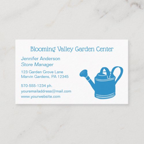 Garden Center Gardening Watering Can Business Card