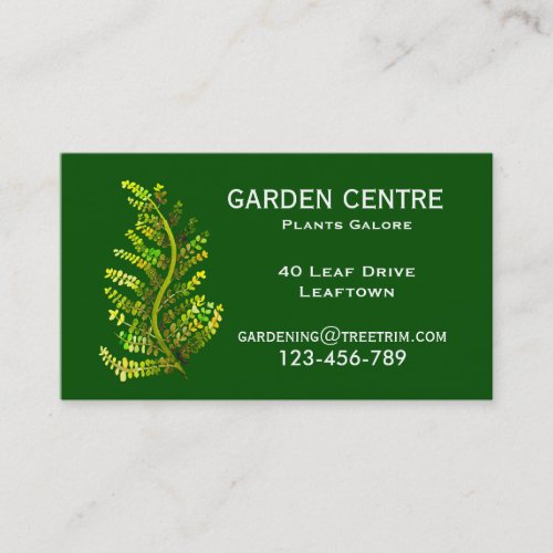 Garden centre fern leaf plants business card