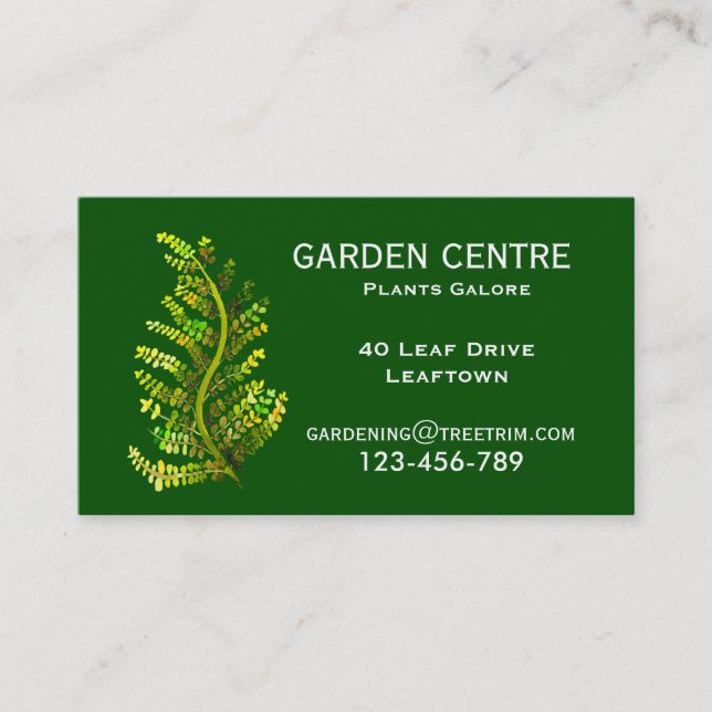 Garden centre fern leaf plants business card (Front)