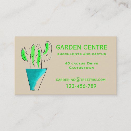 Garden centre succulents and cactus plants business card
