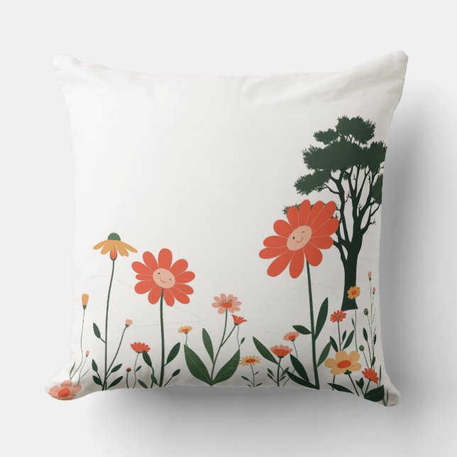 Garden Charm – Colorful Botanical Pillow (Front)