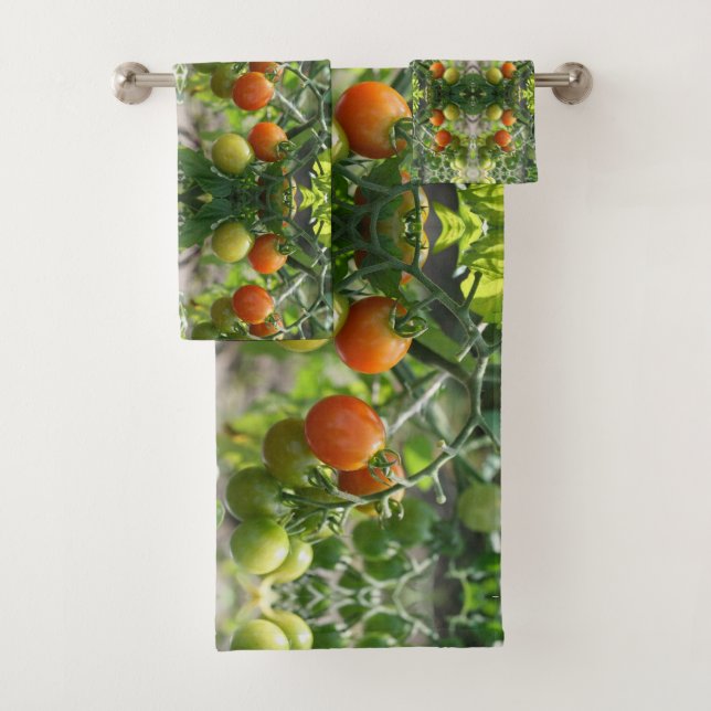 Garden Cherry Tomatoes Abstract Nature       Bath Towel Set (Insitu)