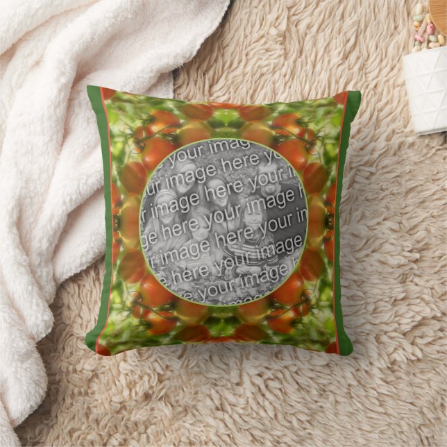 Garden Cherry Tomatoes Nature Add Your Own Photo Throw Pillow (Blanket)