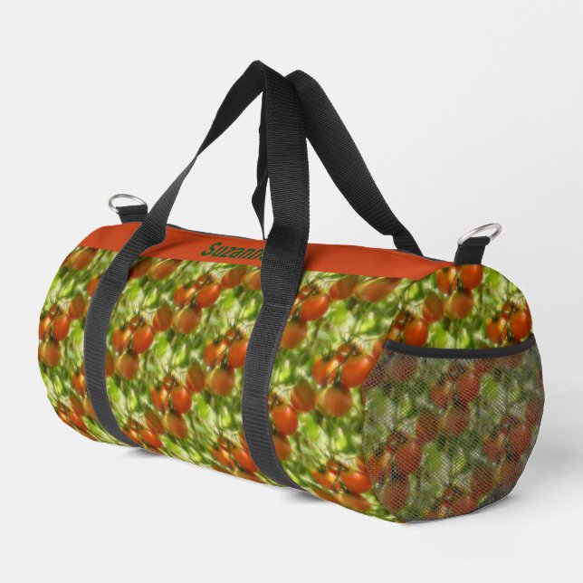 Garden Cherry Tomatoes Nature Pattern Personalized Duffle Bag (Right Corner)