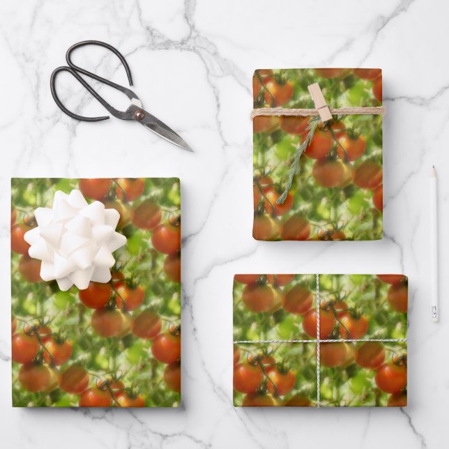 Garden Cherry Tomatoes Nature Pattern   Wrapping Paper Sheets (Front)