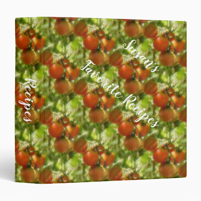 Garden Cherry Tomatoes Pattern Recipe 3 Ring Binder (Front/Spine)