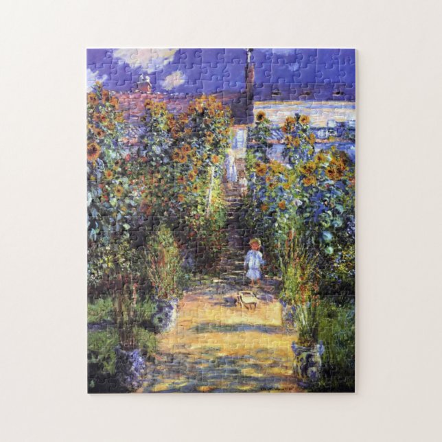 Garden Claude Monet Summer Sunflower Flowers  Jigsaw Puzzle (Vertical)