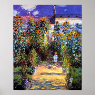 Garden Claude Monet Summer Sunflower Flowers Poster