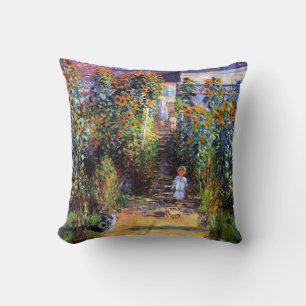  Garden Claude Monet Summer Sunflower Flowers Veth Throw Pillow