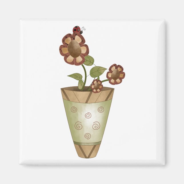 Garden Collection · Potted Flowers with Ladybug Magnet (Front)