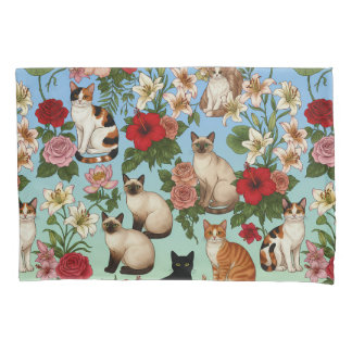 Garden Companions – Floral Cats in Bloom Pillow Case