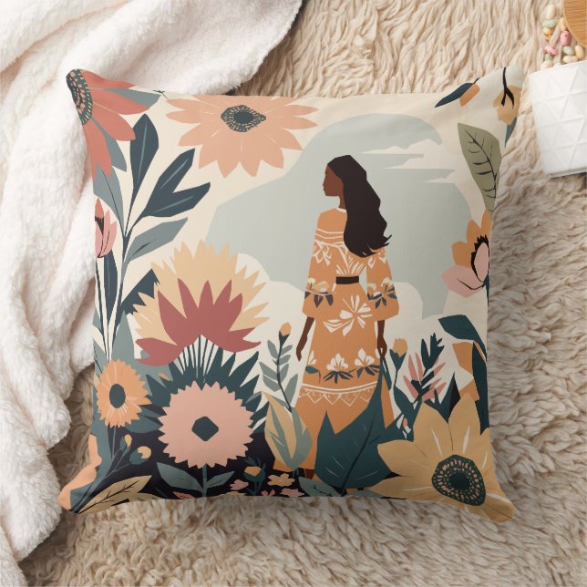Garden Contemplation Throw Pillow (Blanket)