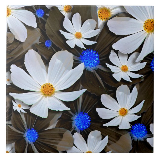 Garden Cosmos Flowers Ceramic Tile (Front)