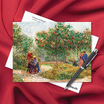 Garden Courting Couples Vincent van Gogh Postcard<br><div class="desc">A fine art postcard with the post-impressionist painting by the Dutch artist Vincent van Gogh (1853-1890),  Garden with Courting Couples - Square Saint-Pierre (1887).  A landscape of a park with flowering trees and a paved path.</div>