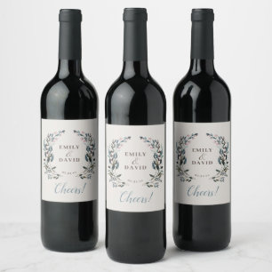 Garden Crest Eggshell Cheers Wedding Favor Wine Label