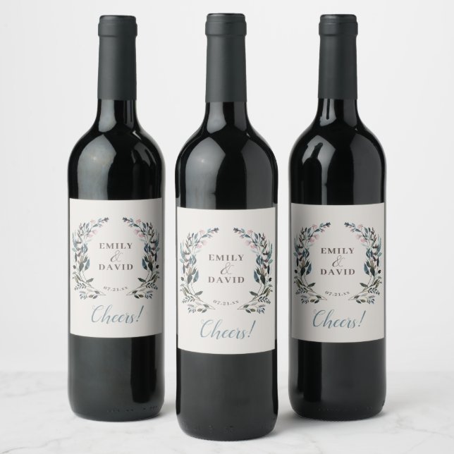 Garden Crest | Eggshell | Cheers Wedding Favor Wine Label (Bottles)