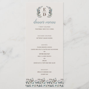 Garden Crest Eggshell Monogram Wedding Menu
