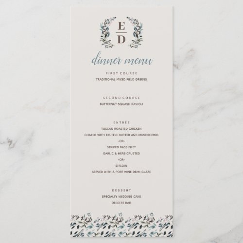 Garden Crest  Eggshell  Monogram Wedding Menu