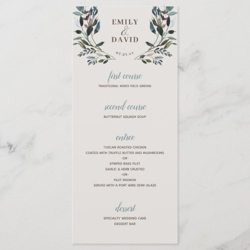 Garden Crest  Eggshell  Wedding 4 Course Menu