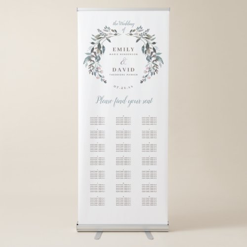 Garden Crest Floral Alphabetical Seating Chart Retractable Banner