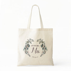 Garden Crest Floral Bride Future Mrs. Date Purple Tote Bag