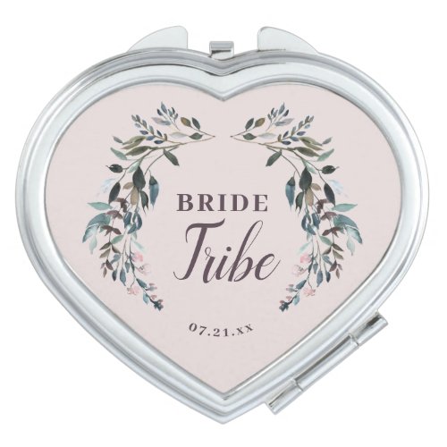 Garden Crest Floral Bride Tribe Calligraphy Mauve Compact Mirror