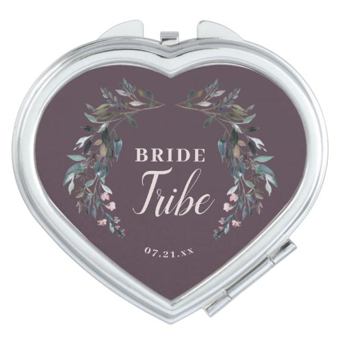 Garden Crest Floral Bride Tribe Calligraphy Purple Compact Mirror