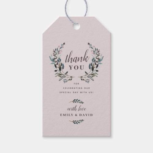 Garden Crest  Mauve Floral Wedding Thank You Gift Tags