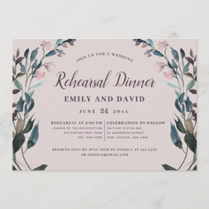 Garden Crest Mauve Purple Floral Wedding Rehearsal Invitation