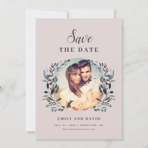 Garden Crest Mauve Purple Wedding Floral Photo Save The Date