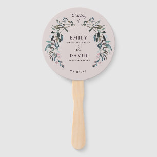 Garden Crest Mauve Purple Wedding Party Program Hand Fan