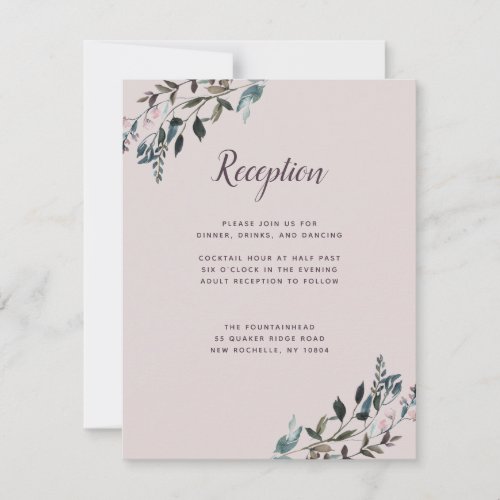 Garden Crest  Mauve Purple Wedding Reception Info RSVP Card