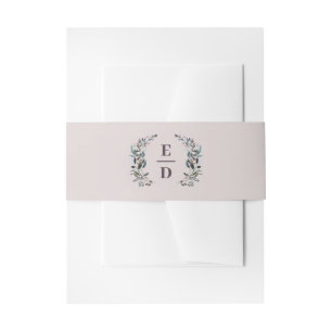Garden Crest   Mauve  Wedding Monogram Invitation Belly Band