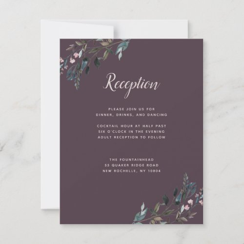 Garden Crest   Purple Wedding Reception Info RSVP Card