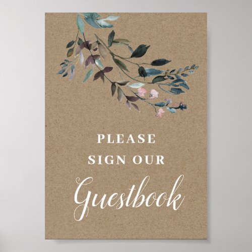 Garden Crest  Rustic Floral Wedding Guestbook