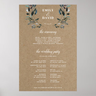 Garden Crest Rustic Kraft Ceremony Program Sign