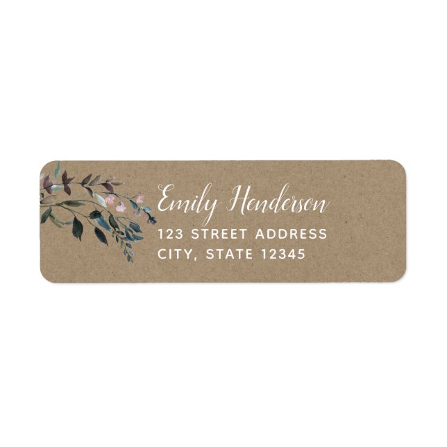 Garden Crest Rustic Kraft Floral Return Address Label (Front)