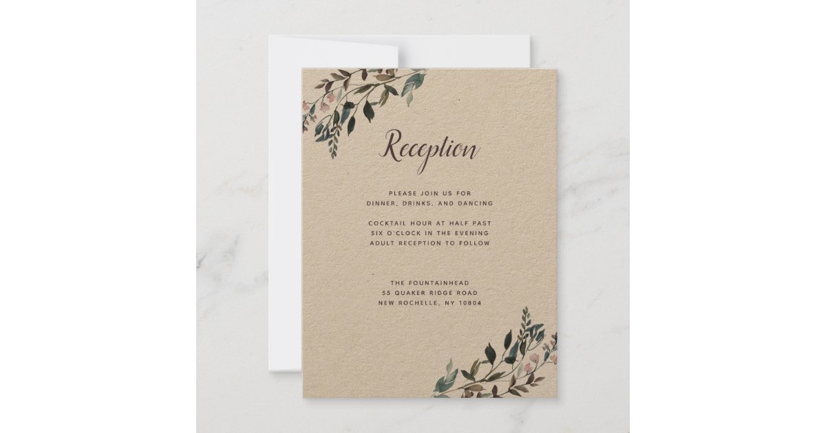 Garden Crest Rustic Kraft Wedding Reception Info Rsvp Card