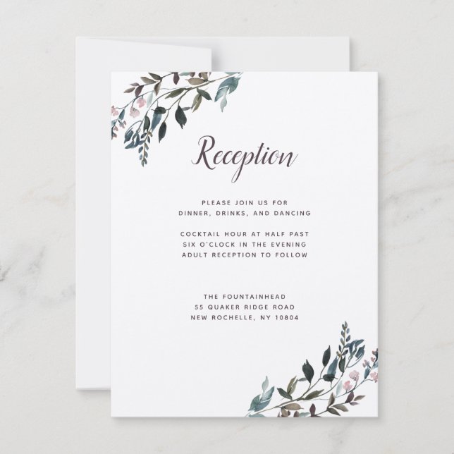 Garden Crest | Rustic Kraft Wedding Reception Info RSVP Card (Front)
