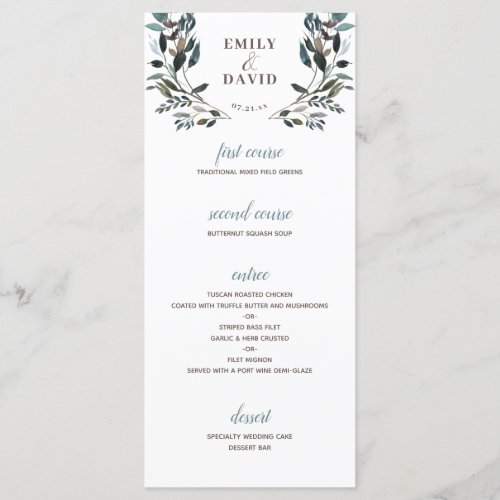 Garden Crest  White Floral Wedding 4 Course Menu