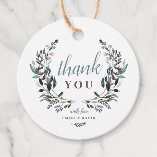 Garden Crest  White Floral Wedding Thank You Favor Tags