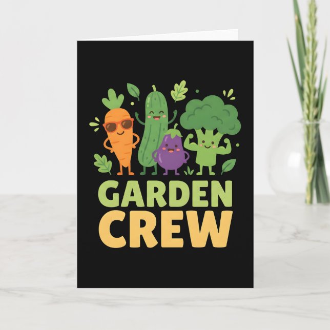 Garden Crew Vegetable Characters funny Card (Front)