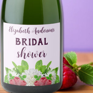 Garden Dahlia Bridal Shower Sparkling Wine Label