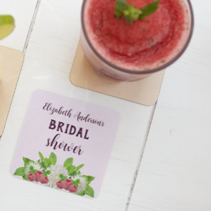 Garden Dahlia Bridal Shower Square Paper Coaster