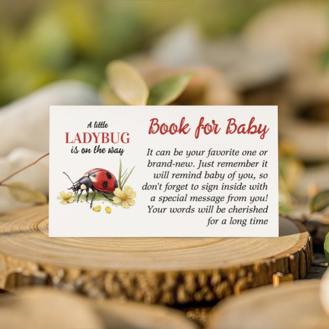 Garden Daisy Little Ladybug Book For Baby Shower Enclosure Card (Creator Uploaded)