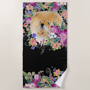 GARDEN DANCE chow beach towel black background