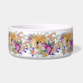 GARDEN DANCE Chow -  Ceramic dog dish